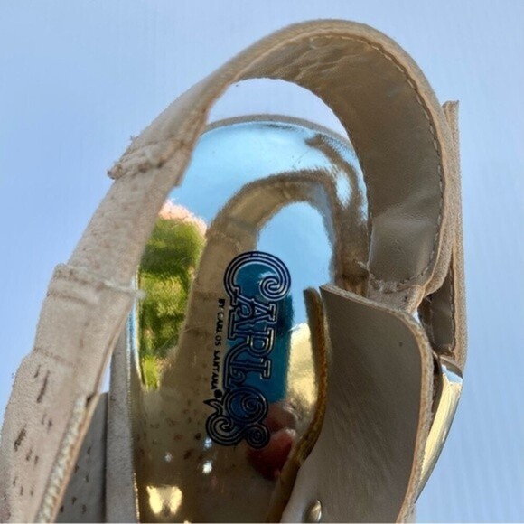 Carlos by Carlos Santana size 10 tan chunky heels used great condition - Picture 12 of 13